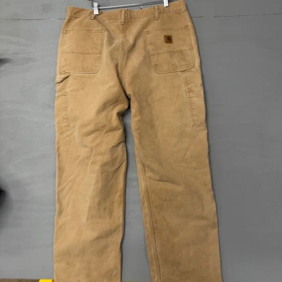 Carhartt Mens Tan Distressed Duck Canvas Carpenter Work Pants 38x30 Loose Fit - Picture 4 of 6
